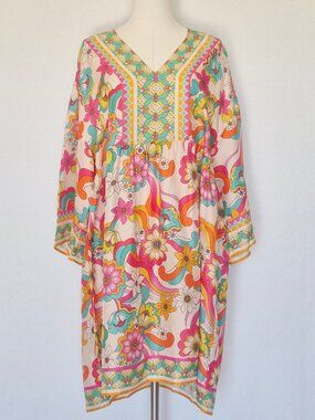 NEW Johnny Was Jade $350 Barbara Silk Blend Prismatic Dream Mini Dress